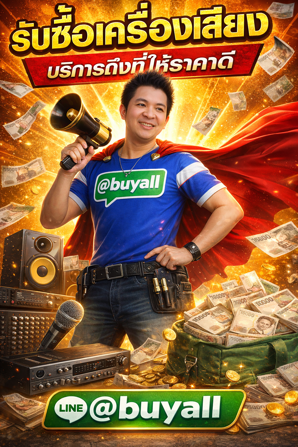 โปสเตอร์รับซื้อเครื่องเสียง Ta.co.th LINE @buyall