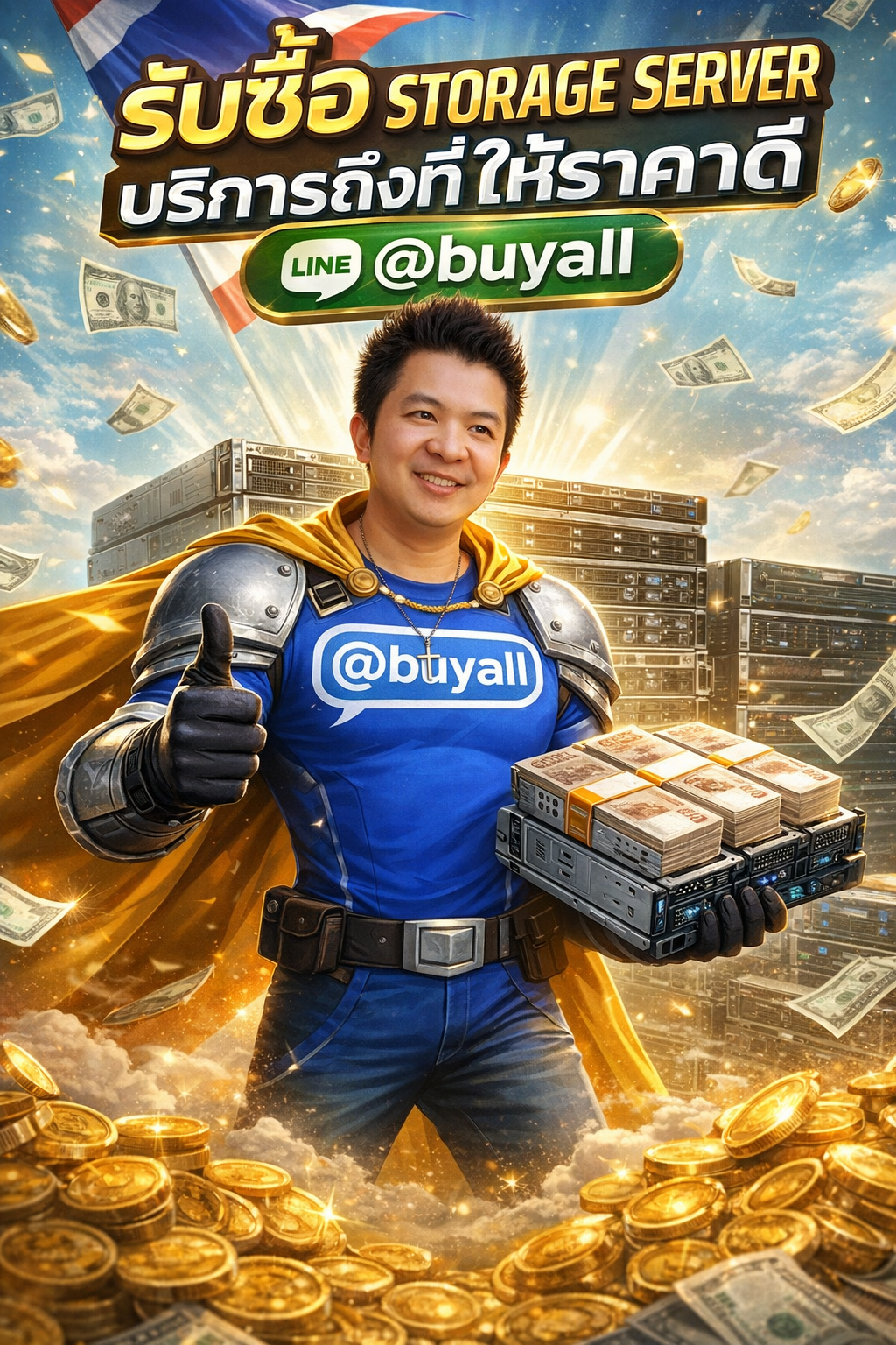 โปสเตอร์รับซื้อ storage server Ta.co.th LINE @buyall