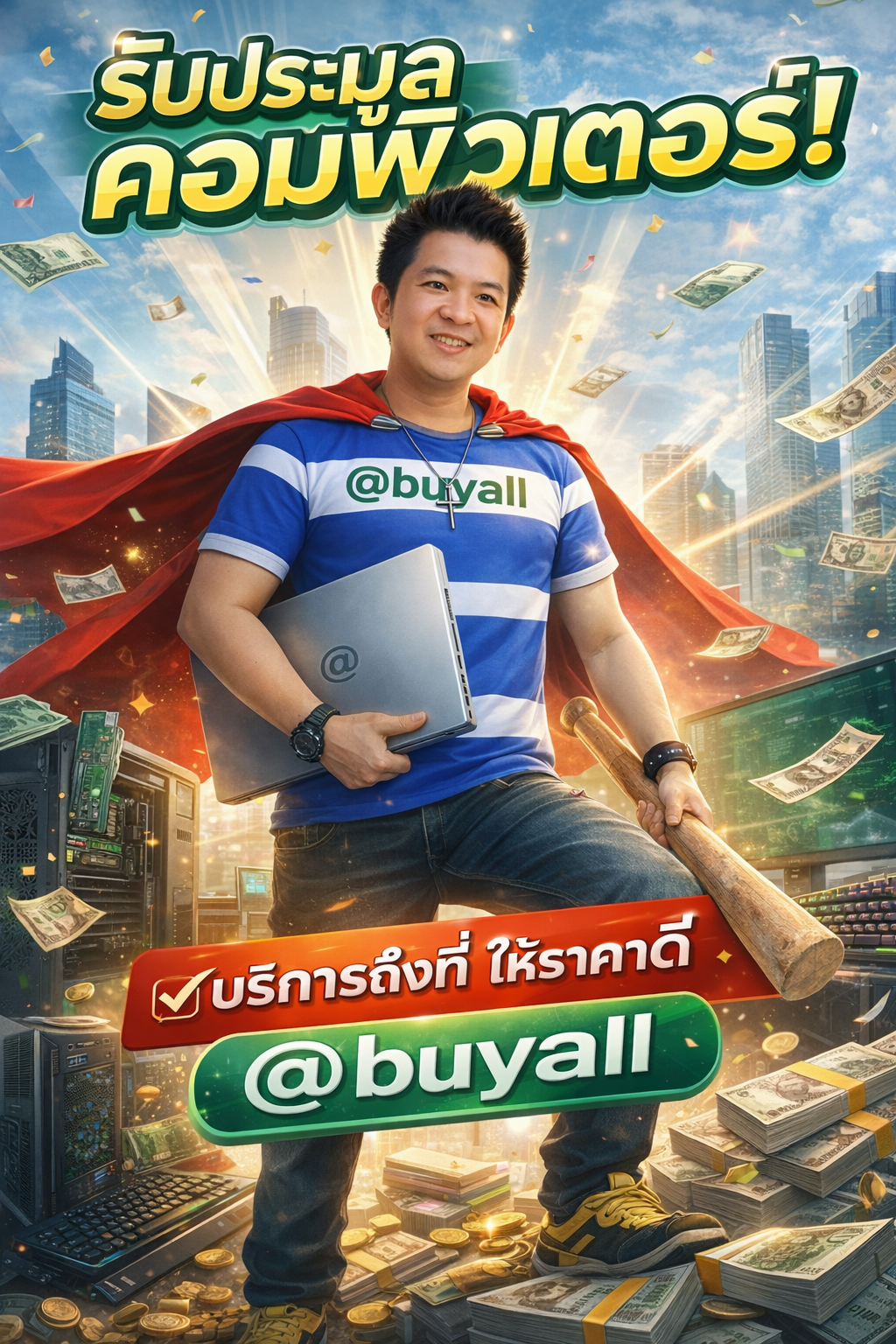 โปสเตอร์รับประมูลคอมพิวเตอร์ Ta.co.th LINE @buyall